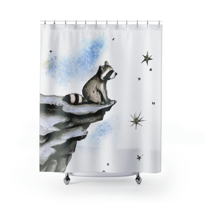 Riley Raccoon's Stellar Night Out Shower Curtain - Raccoon Paradise