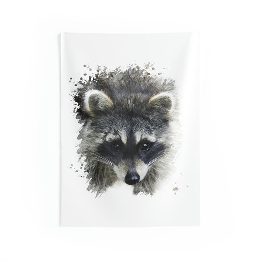 Watercolor Raccoon Indoor Wall Tapestry - Raccoon Paradise