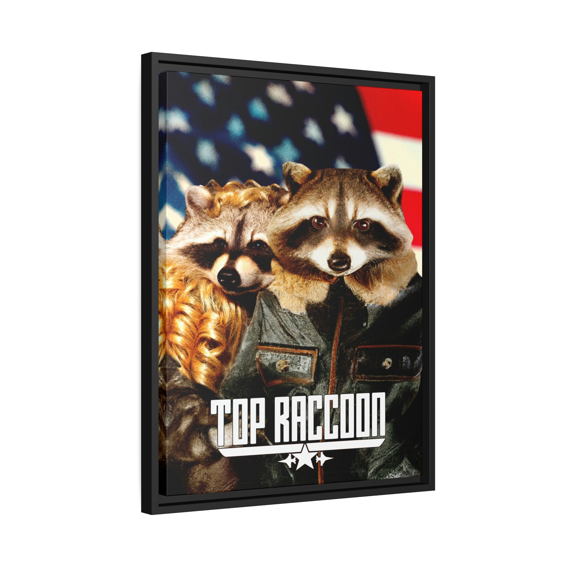 Top Raccoon Eco-Friendly Framed Canvas - Raccoon Paradise