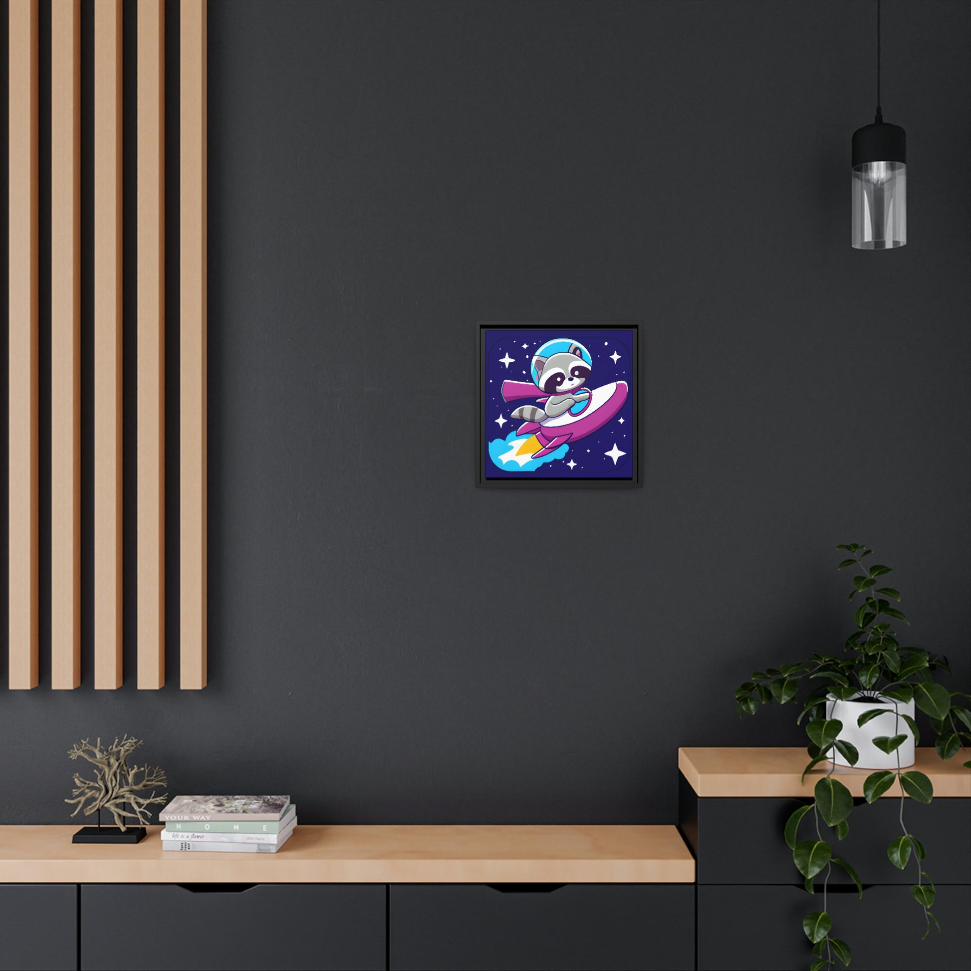 Space Cadet Jerry Eco-Friendly Framed Canvas - Raccoon Paradise