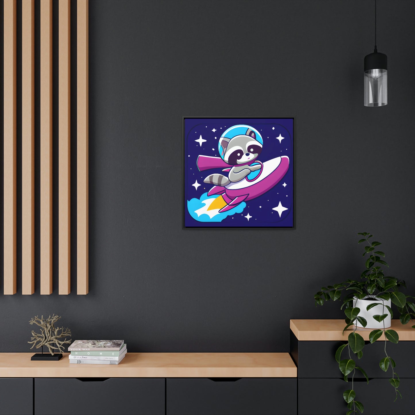 Space Cadet Jerry Framed Canvas - Raccoon Paradise