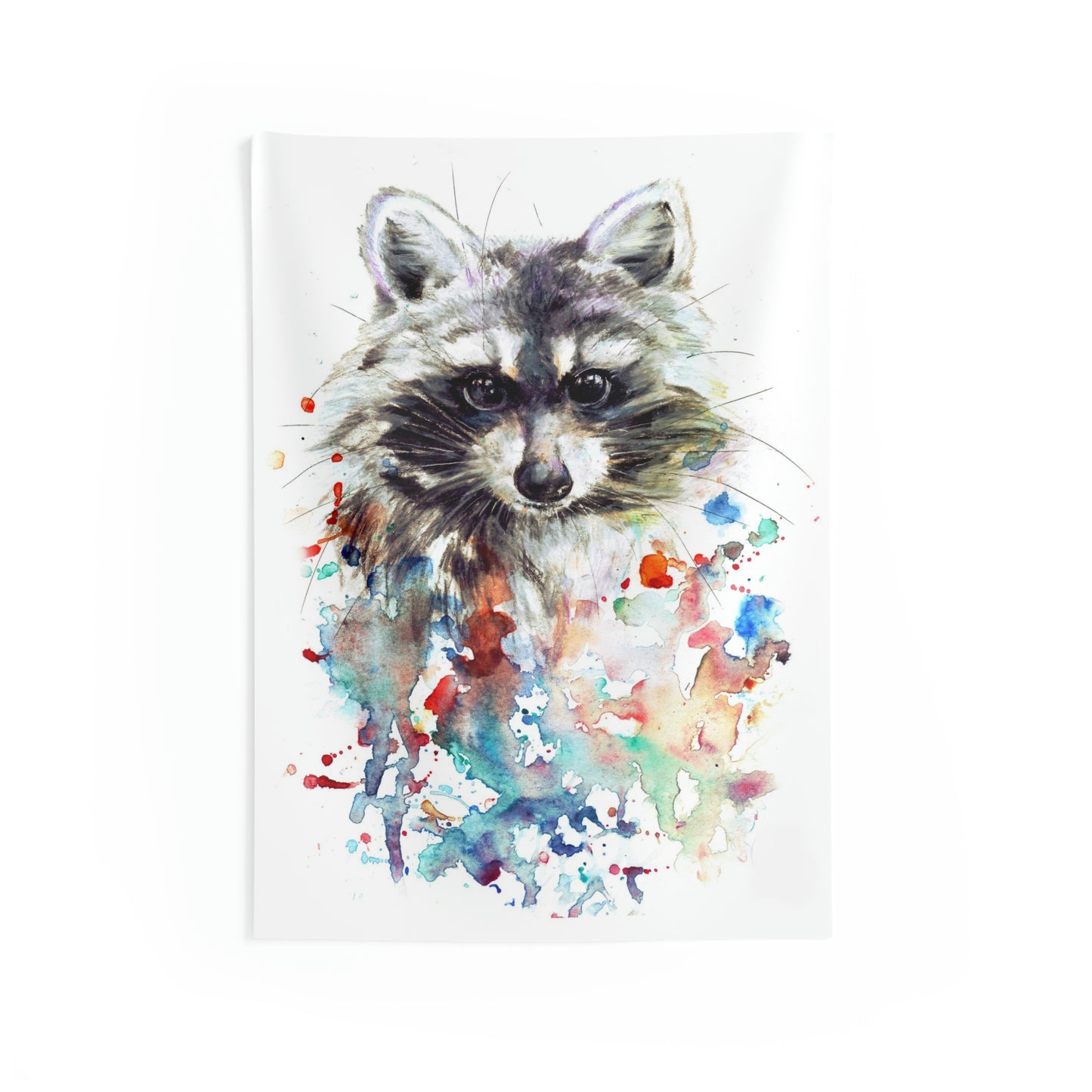 Beautiful Watercolor Raccoon Indoor Wall Tapestry - Raccoon Paradise