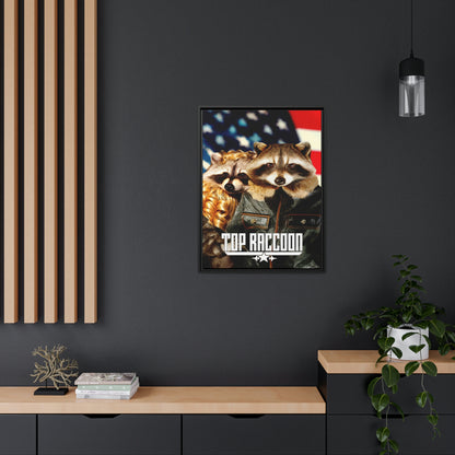 Top Raccoon Eco-Friendly Framed Canvas - Raccoon Paradise