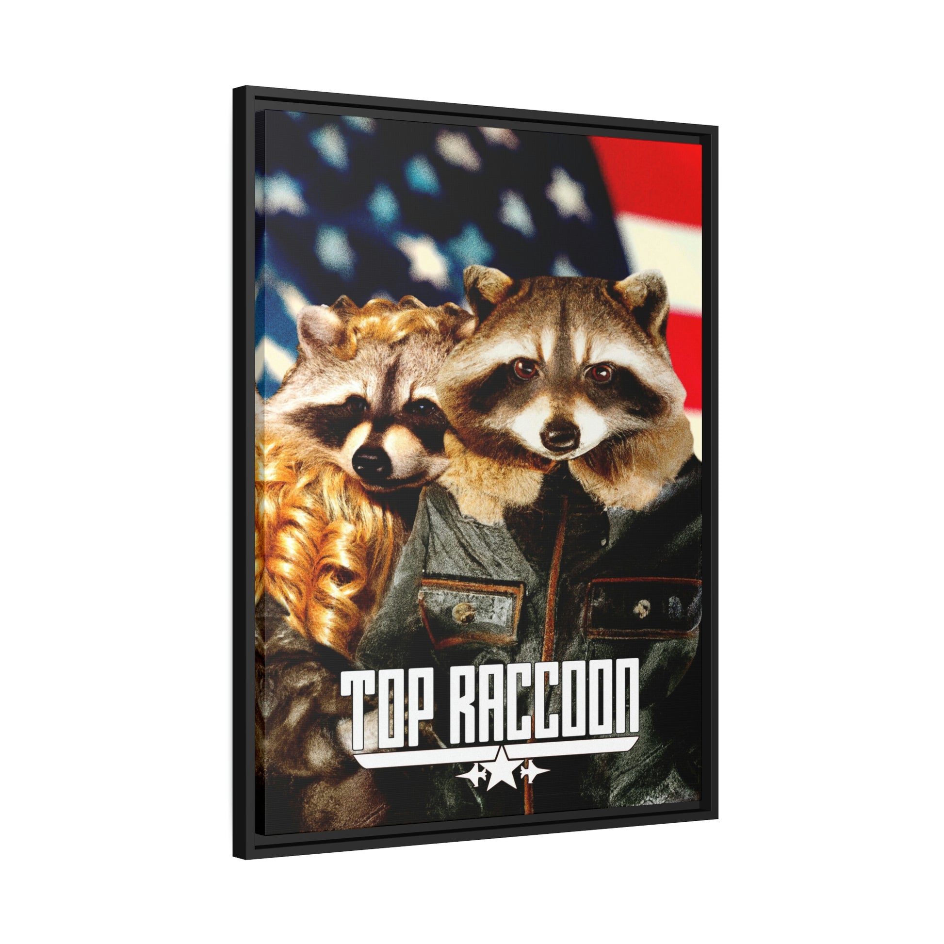 Top Raccoon Eco-Friendly Framed Canvas - Raccoon Paradise