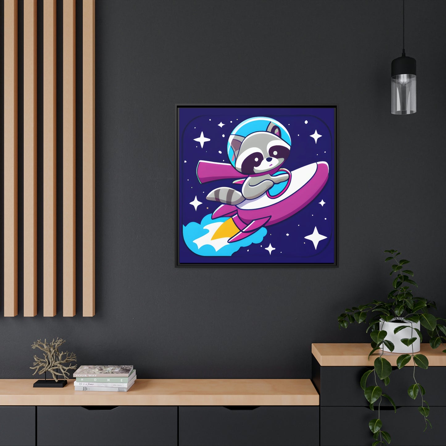 Space Cadet Jerry Eco-Friendly Framed Canvas - Raccoon Paradise