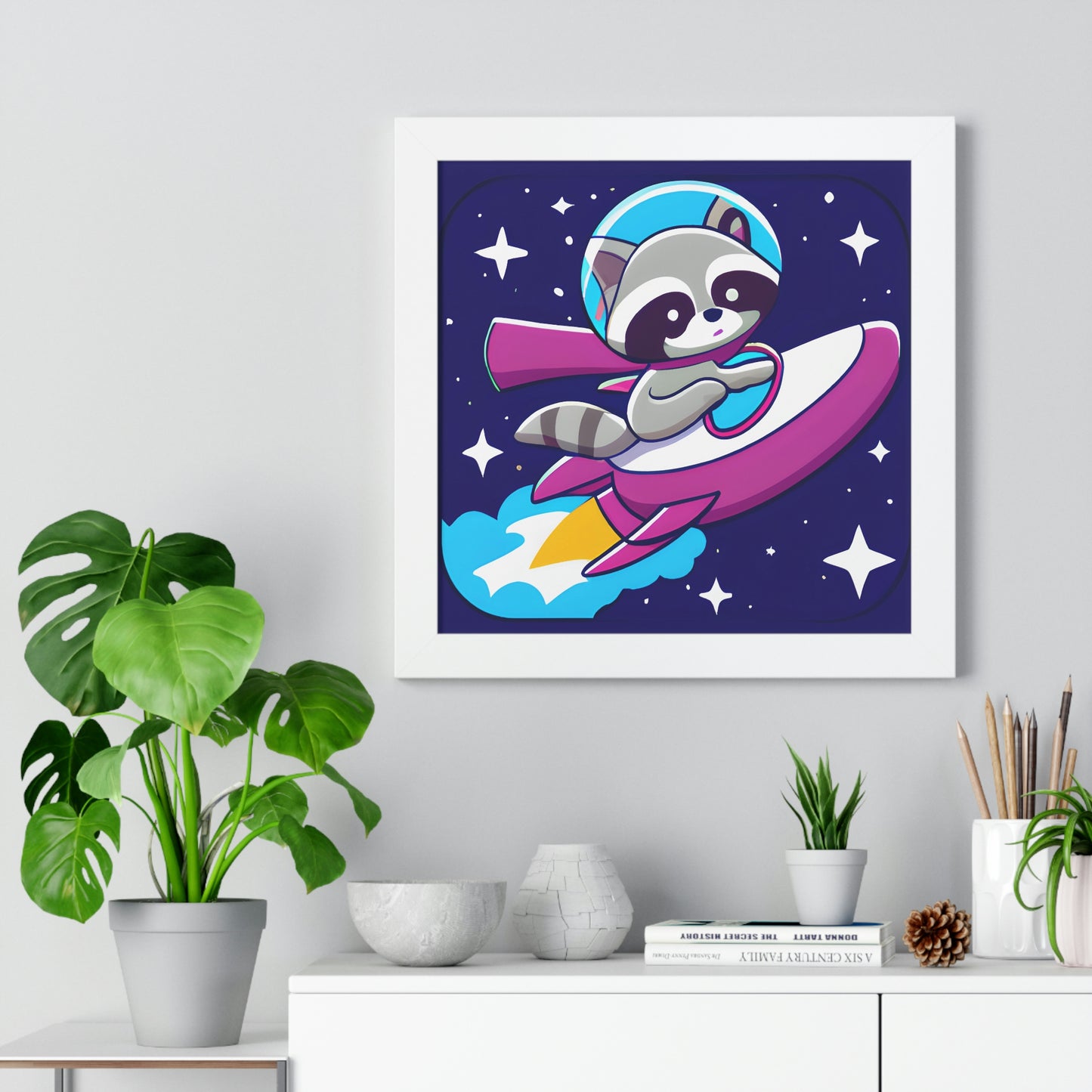 Space Cadet Jerry Framed Poster - Raccoon Paradise