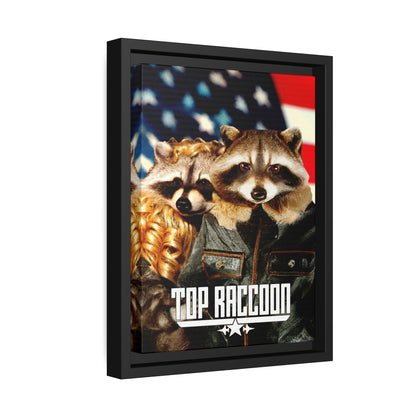 Top Raccoon Eco-Friendly Framed Canvas - Raccoon Paradise