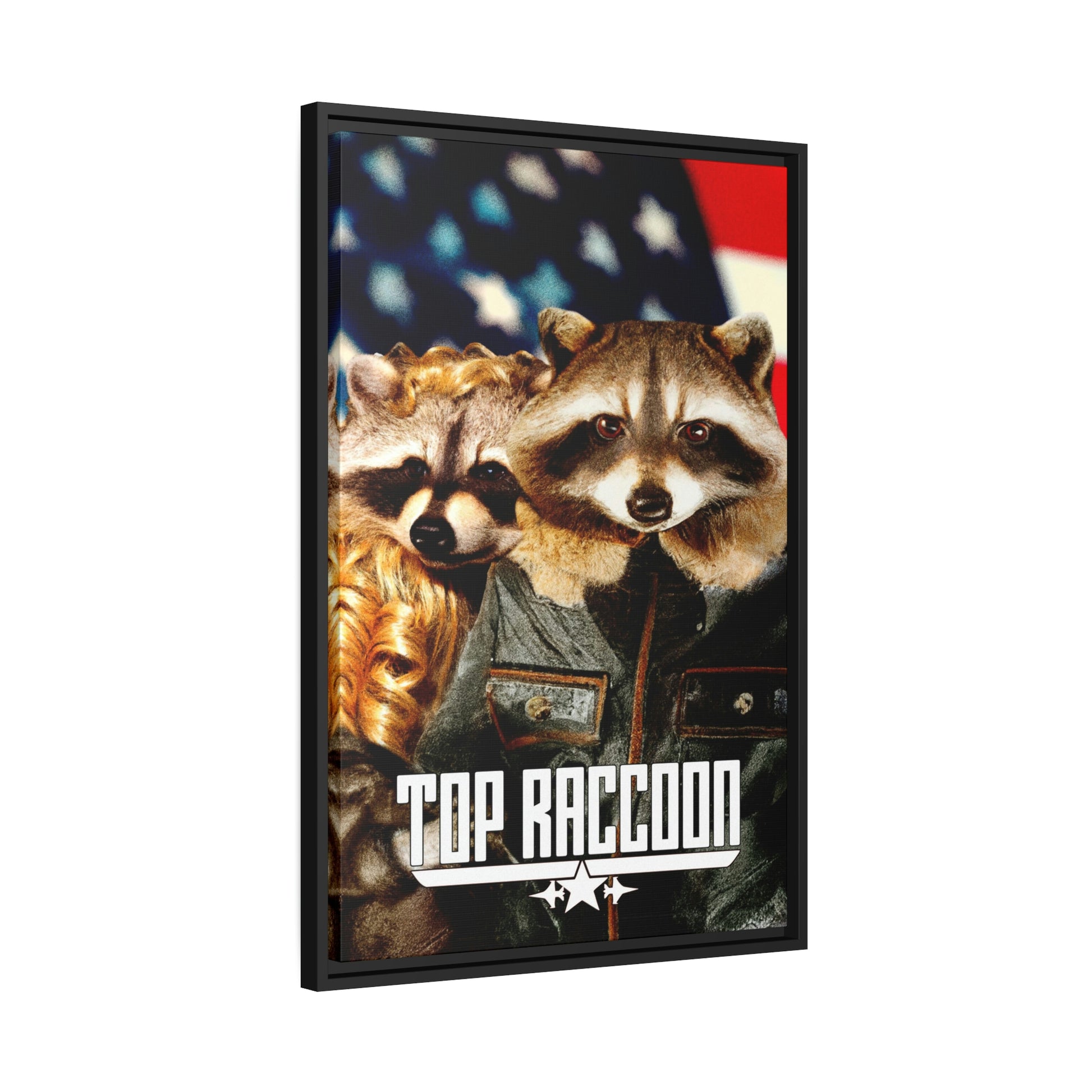 Top Raccoon Eco-Friendly Framed Canvas - Raccoon Paradise