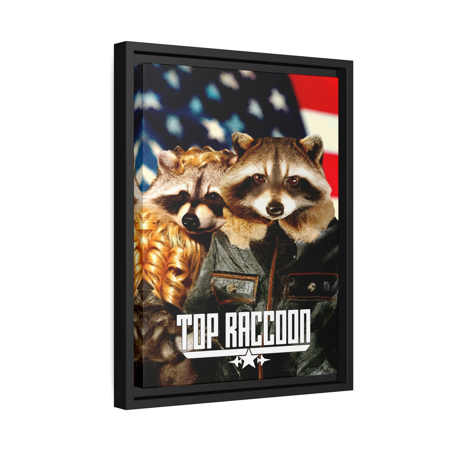 Top Raccoon Eco-Friendly Framed Canvas - Raccoon Paradise