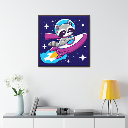 Space Cadet Jerry Framed Canvas - Raccoon Paradise