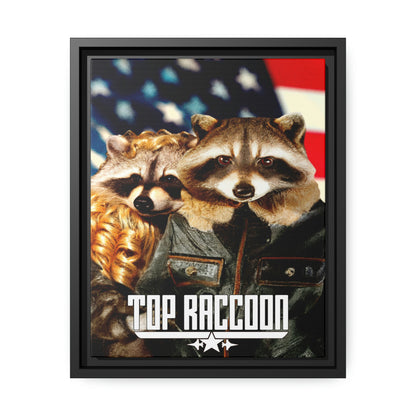 Top Raccoon Eco-Friendly Framed Canvas - Raccoon Paradise