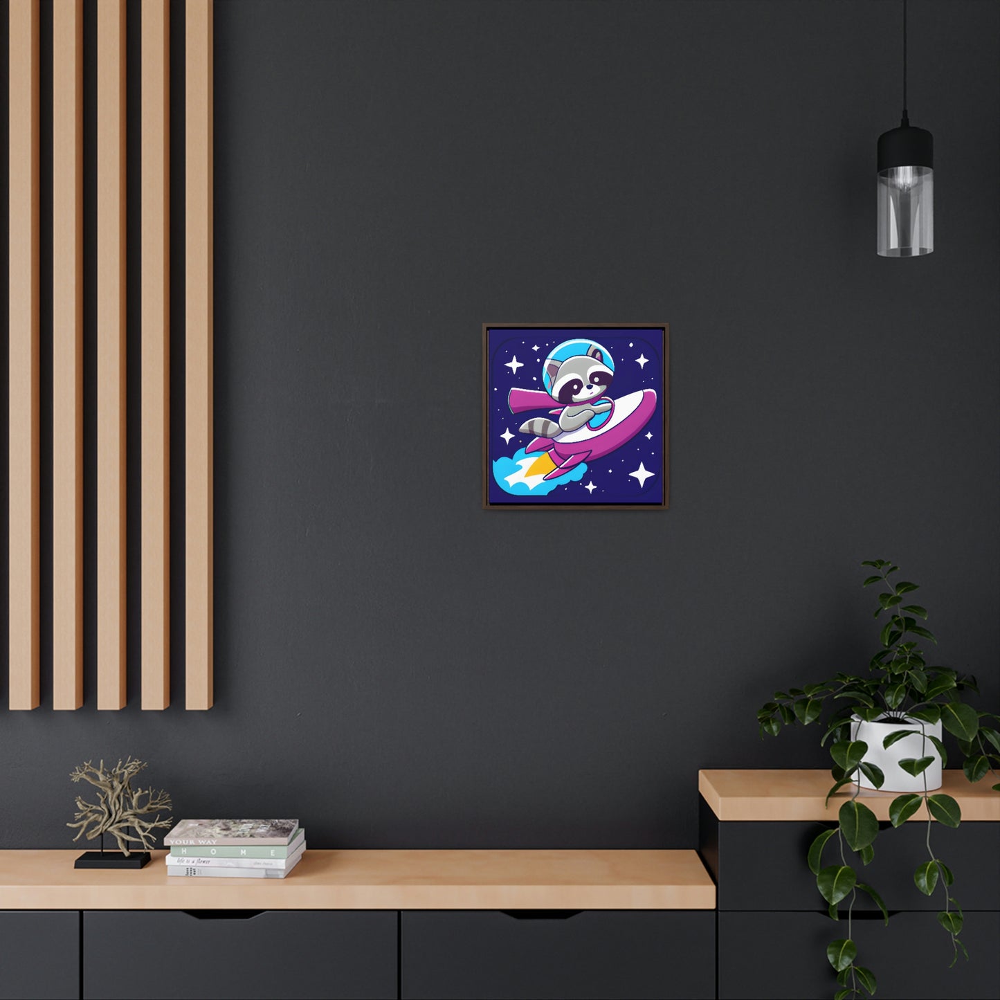 Space Cadet Jerry Framed Canvas - Raccoon Paradise