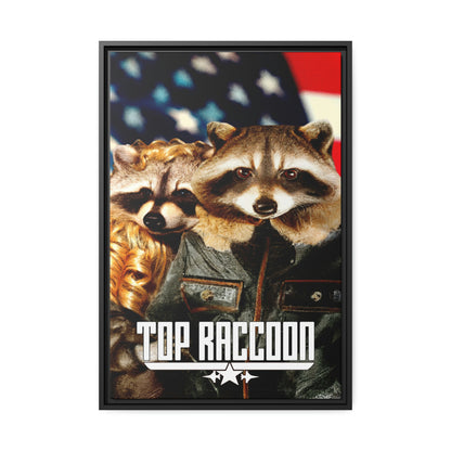 Top Raccoon Eco-Friendly Framed Canvas - Raccoon Paradise